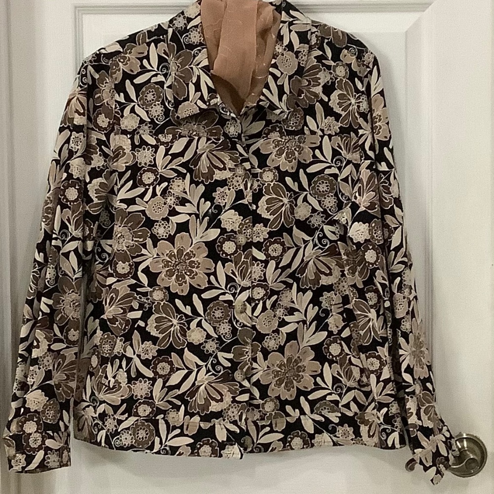 Haymaker Floral  button down Shirt Jacket, size L